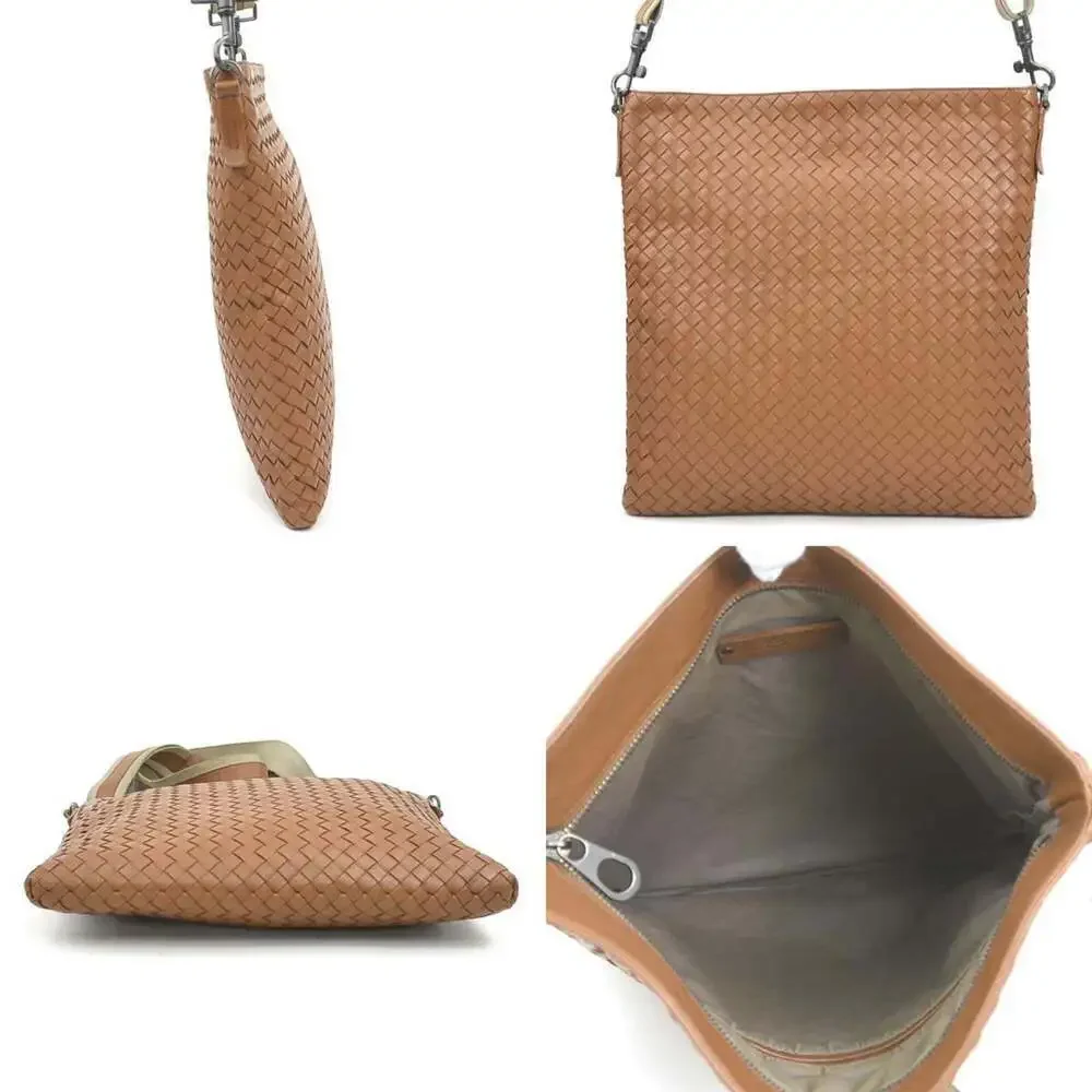 BOTTEGA VENETA Brown Leather Intrecciato Shoulder Bag